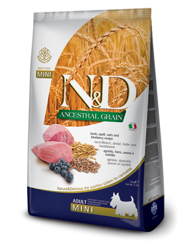 FARMINA N&D ANCESTRAL GRAIN AGNELLO E MIRTILLO MINI ADULT  KG 2,5
