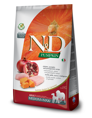 FARMINA N&D PUMPKIN MEDIUM & MAXI ADULT POLLO E MELOGRANO  KG 12
