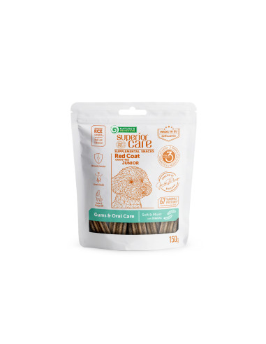 NATURE'S PROTECTION SUPERIOR CARE SNACK RED COAT GF JUNIOR ALL BREED INSECTS 150 GR. GUMS & ORAL CARE