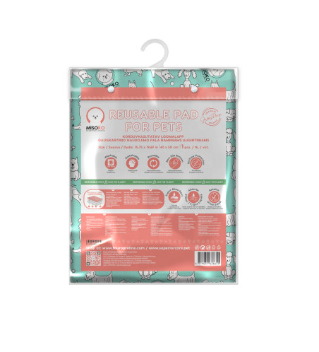 MISOKO TAPPETINO RIUTILIZZABILE CANE 40x50 cm, menta con cuccioli