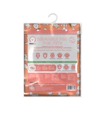MISOKO TAPPETINO RIUTILIZZABILE CANE 40X50 CM, corallo con cuccioli