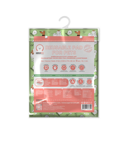 MISOKO TAPPETINO RIUTILIZZ CANE 70X80CM, verde chiaro(ossa+cuccioli) 2PZ