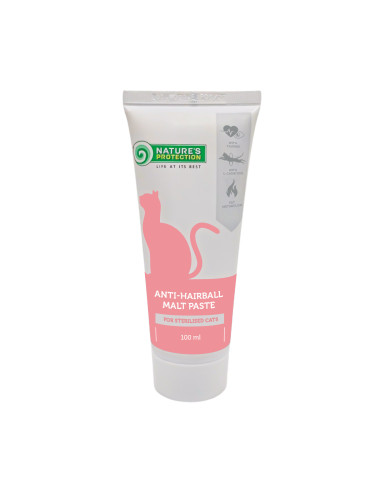 NATURE'S PROTECTION PASTA DI MALTO, per gatti sterilizzati, 100ml, per rimuovere peli