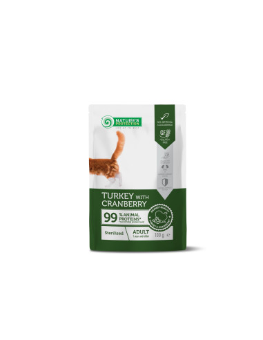 NATURE'S PROTECTION DETOX POUCH TURKEY+CRANBERRY STERILISED ADULT CAT 100 GR (22 pouch/conf)