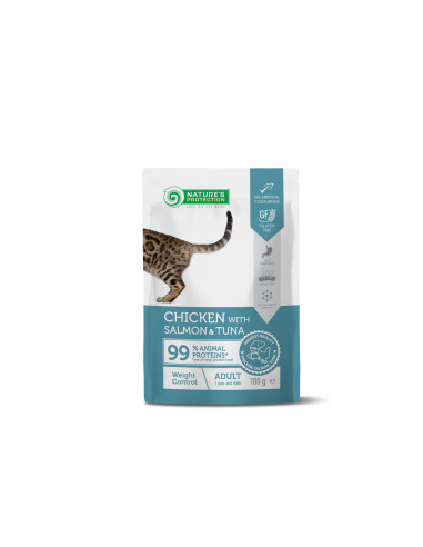 NATURE'S PROTECTION DETOX POUCH CHICKEN, SALMON, TUNA 100 gr (22pz/conf) - CATS