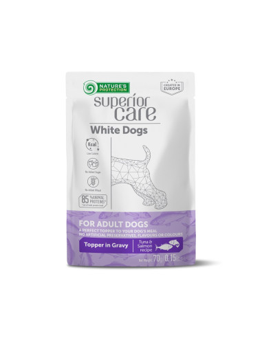 NATURE'S PROTECTION SUPERIOR CARE POUCH WHITE DOG ADULT ALL BREEDS TUNA & SALMON 70gr (24 pouch/conf.)