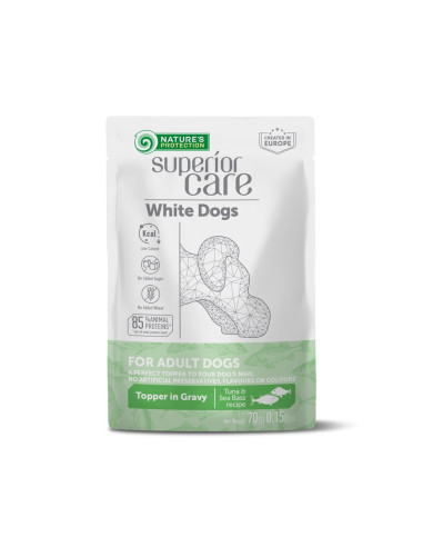 NATURE'S PROTECTION SUPERIOR CARE POUCH WHITE DOG ADULT ALL BREEDS TUNA&SEA BASS 70gr (24 pouch/conf)