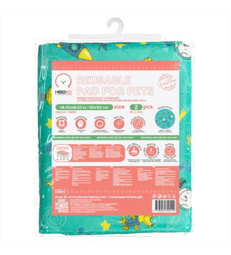 MISOKO TAPPETINO LAVABILE MENTA CON RAZZI, 122x122 cm - 2 PZ