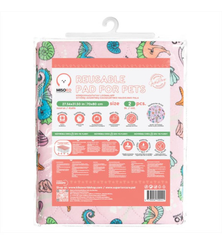 MISOKO TAPPETINO LAVABILE ROSA CON CAVALLUCCI MARINI, 70x80 cm - 2 PZ