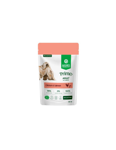 NEW NP POUCH PRIME DOG SKIN&COAT, CHICKEN-SALMON 85gr (12 pouch/conf)