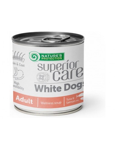 NATURE'S PROTECTION SUPERIOR CARE SOUP WHITE DOG ADULT ALL BREED SALMON+TUNA (6 pz x140 ml)